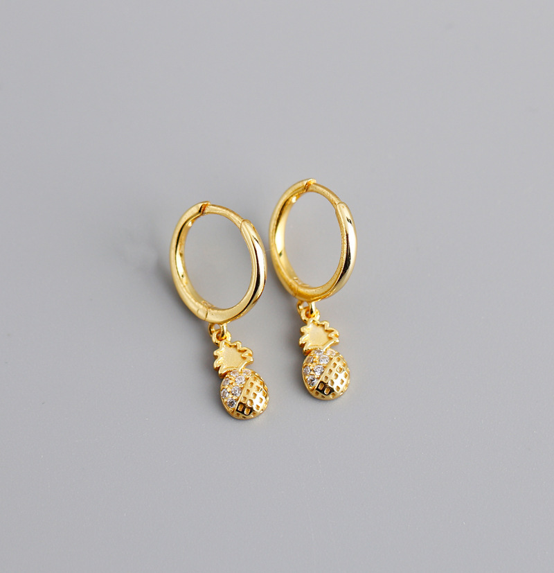 2021 New CrossBorder European and American Ear Clip Affordable Luxury Fashion Diamond PineappleShaped J Fashion Simple Stud Earrings Ear Clip Accessoriespicture8