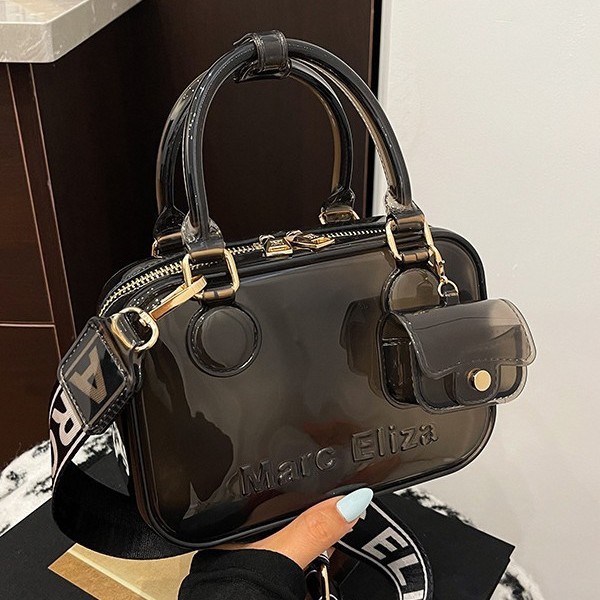 Borsa a tracolla da donna in PVC trasparente effetto gelatina, stile New Forest, moda, con lettera, monospalla, trendy._voghion.com