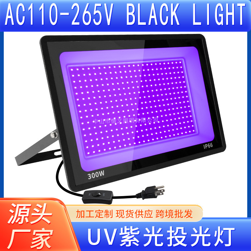 Amazon black light 100W flood light UV violet light 395nm curing light fluorescent stage party led flood light