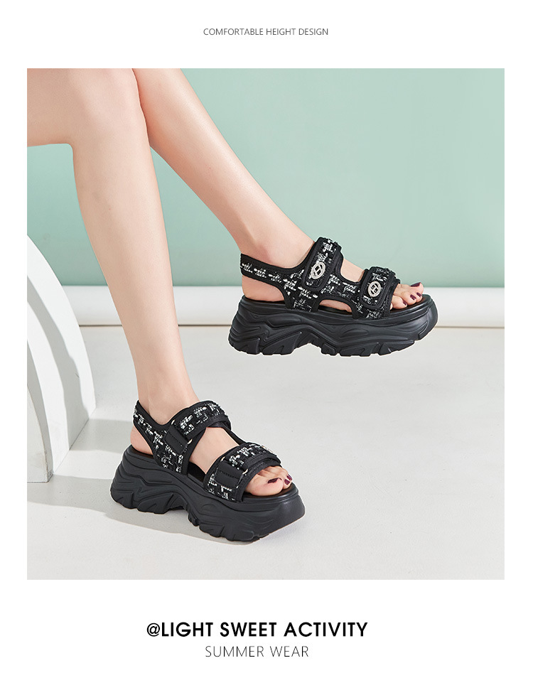 Sandal thể thao đế dày ZHR cho nữ, quai chữ V, khóa dán, chống trượt, đi biển mùa hè — G663 màu be chi tiết 20