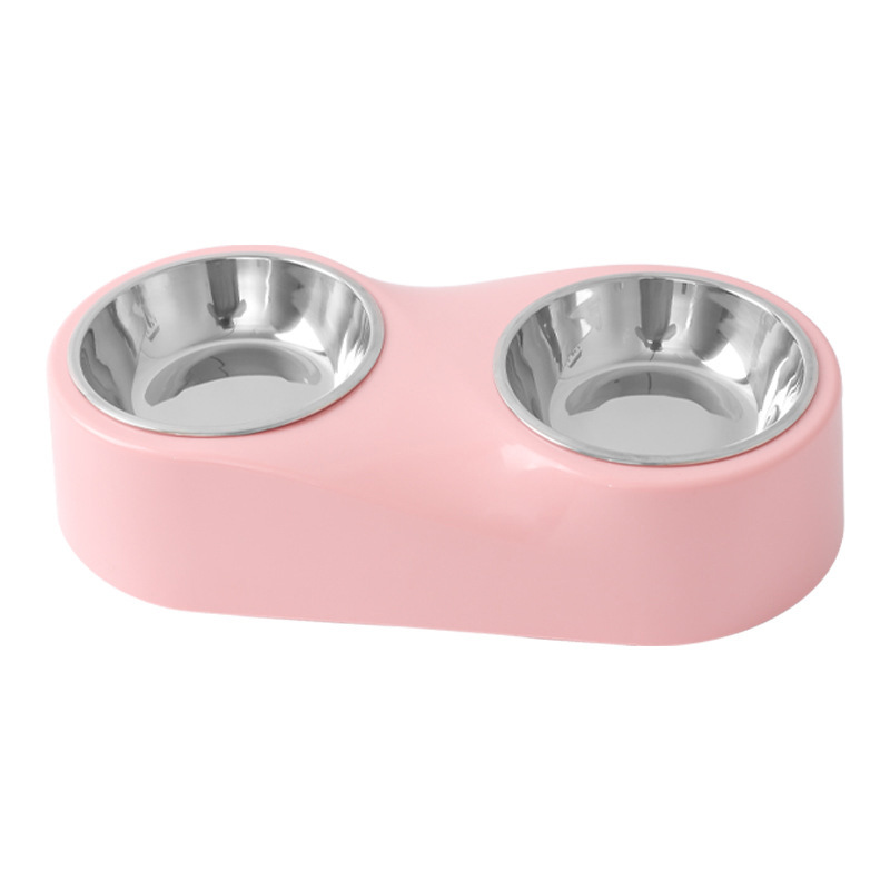 Nuevo original gato tazón caja de color 8 palabras doble tazón ASB Acero inoxidable separado diseño gato agua tazón mascotas suministros