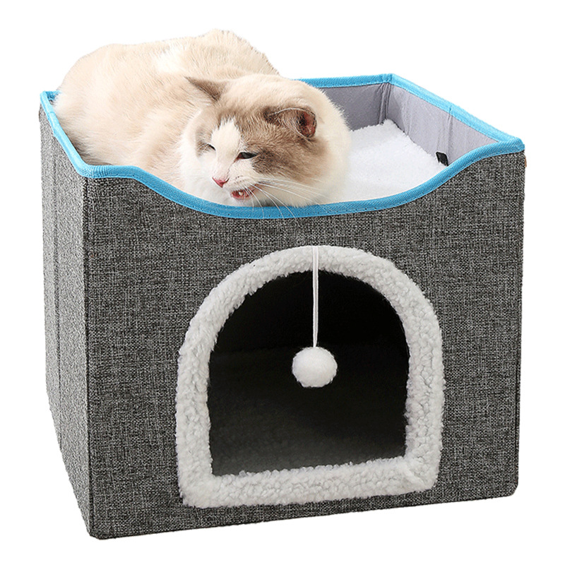 Gato de doble capa nido cuatro estaciones universal multi-gato familia verano casa-tipo cama casa Villa cerrado gato suministros para mascotas