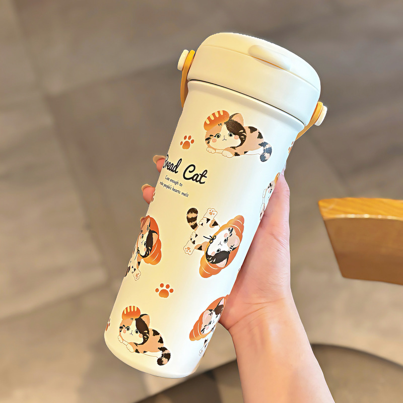 可爱猫咪系列保温杯 设计感女生咖啡随行杯316不锈钢便携吸管杯子|undefined