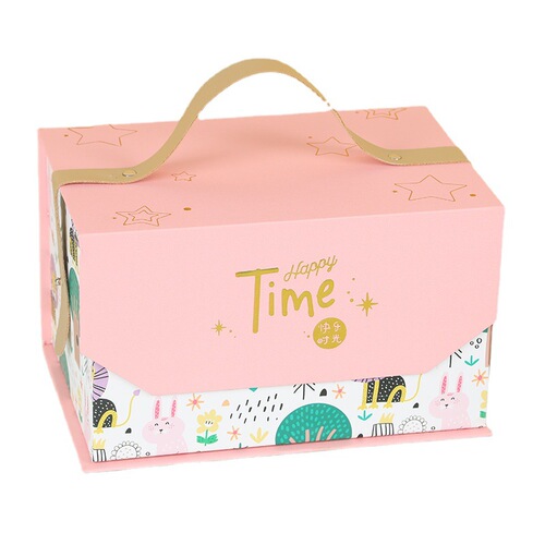 Baby's 100th Day Celebration Gift Box, High-End Handheld Children's Birthday Empty Gift Box, Full Moon Birthday Candy Box