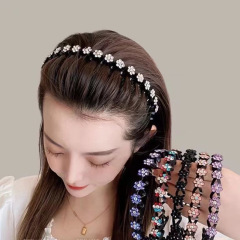韓国の気質の花のドリルのカチューシャの滑り止めの歯のカチューシャの女性はダイヤモンドの前髪のカチューシャの優雅なカチューシャの髪飾りを入れます。