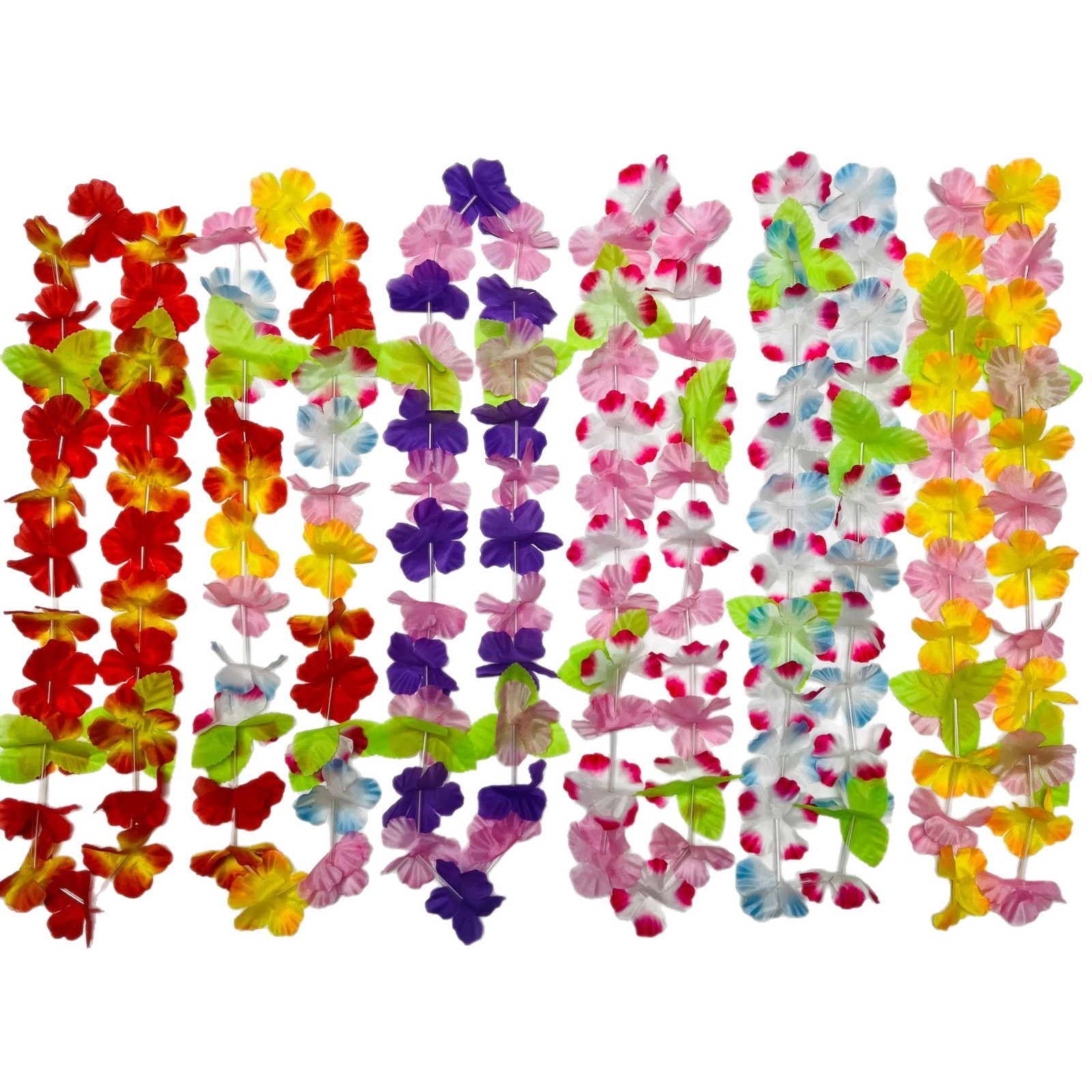 Collar de Flores Hawaianas 24 Flores Diámetro 6 cm Multicolor para Fiestas