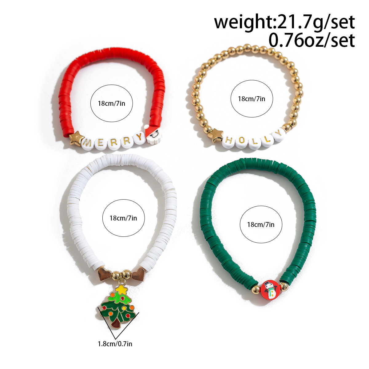 27g Weight Bracelets Classification CCB, Arylic, soft clay Chain Material Beaded Chain Chain Type 1 Set Quantity Party, Festival Occasion CCB, Arylic, soft clay Material Christmas Festival Letter, Heart Shape, Snowman Pattern Women's Gender Cute Style Cute Letter Heart Shape Snowman CCB Arylic Soft Clay Beaded Chain Beaded Bracelets Wholesale 5