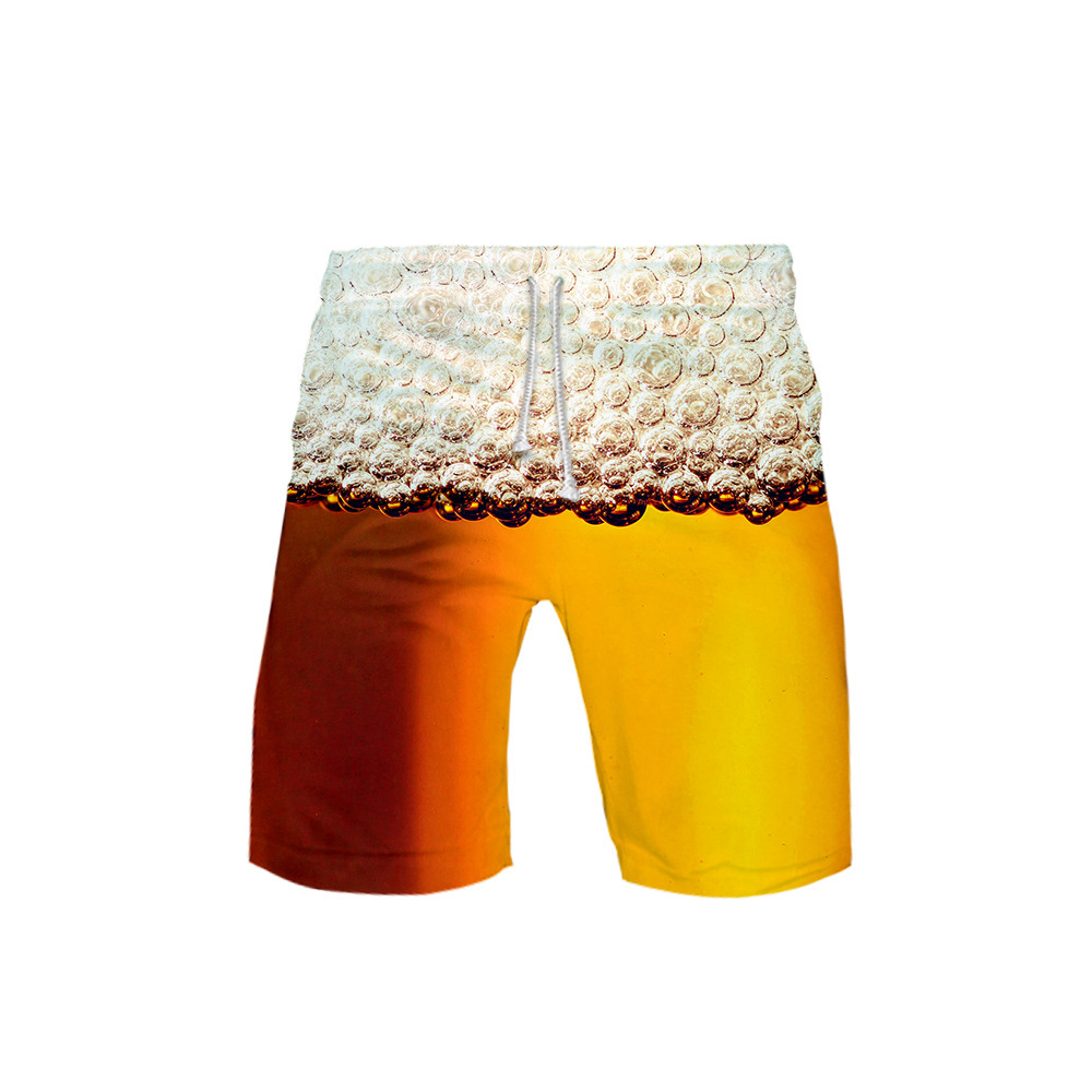 亚马逊新款 Beer Day 啤酒节 周边3D彩印短裤 夏日清爽透气沙滩裤