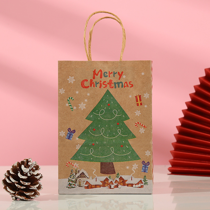 国境を越えたクラフト紙袋クリスマス祭りプレゼント包装袋卸売りはロゴスポットを印刷してクリスマスを印刷することができる|undefined