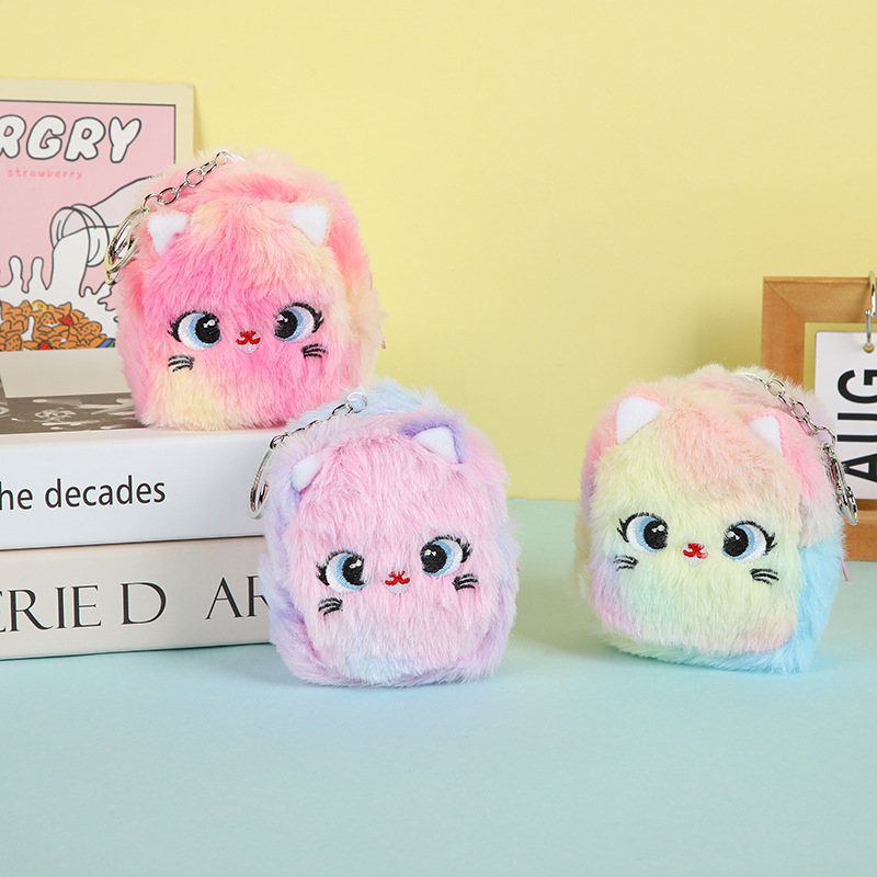 Estilo coreano chica corazón lindo gato monedero estudiante auricular Portátil Bolsa de almacenamiento de felpa bolsa de moneda caja clave