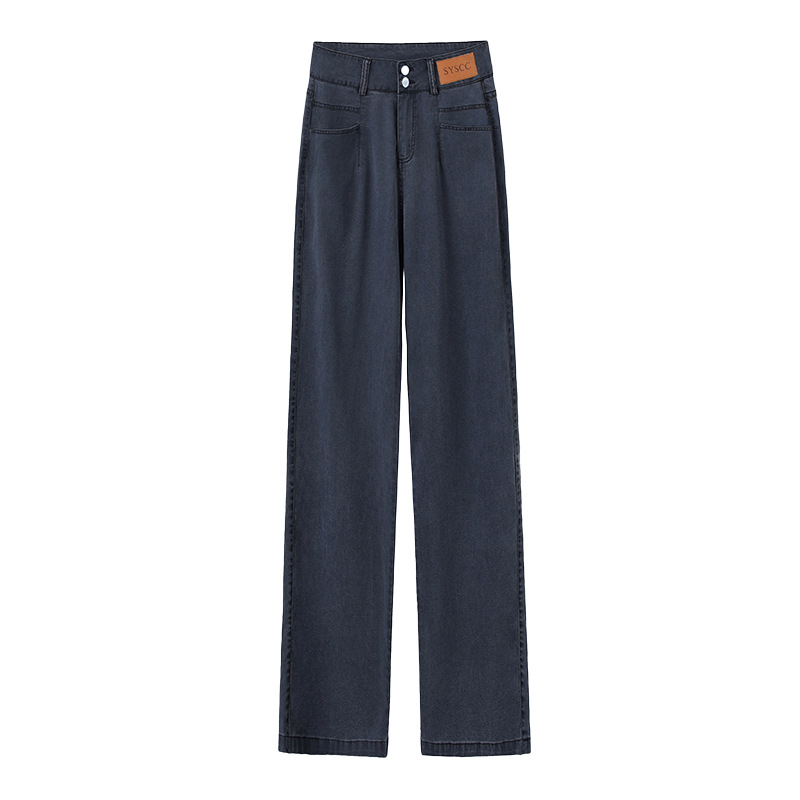 Tencel Straight Leg Jeans Women's 2024 Summer New High Waist Thin Slimming Casual Loose Dosing Pants