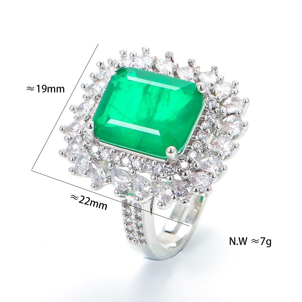 Retro Square Copper Inlay Zircon Rings display picture 2