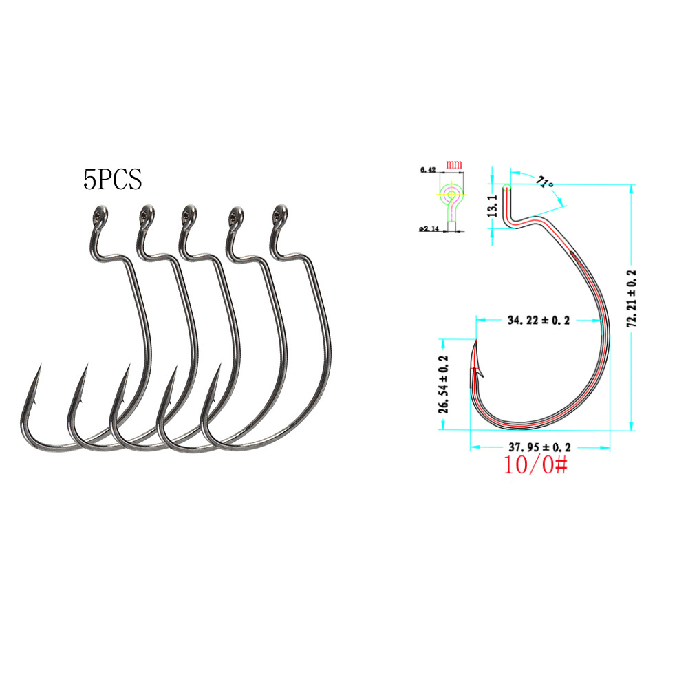 Zman SILENCIADOR Mar Pesca Texas grupo de pesca de mango largo gancho de manivela Gancho de manivela TPR suave cebo reforzado gancho de canal de sangre