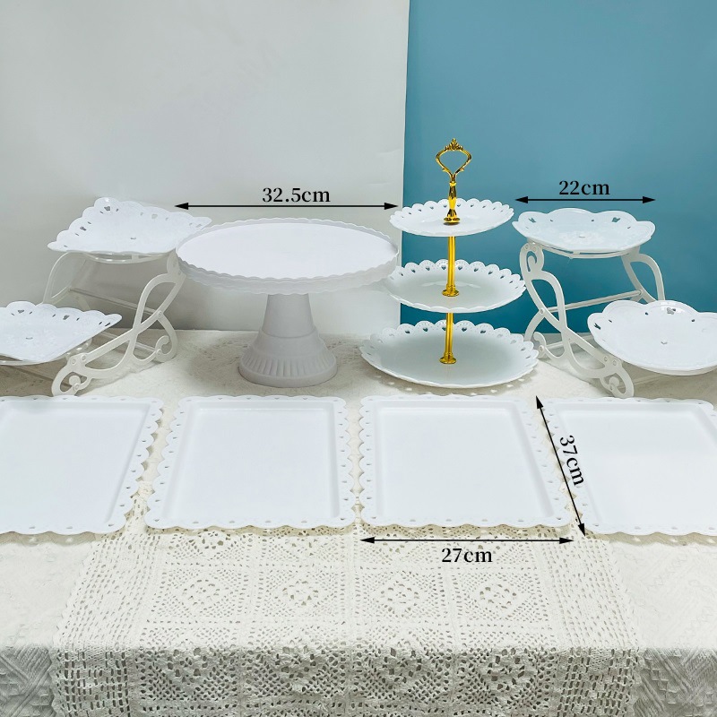 Decoración de postres de cumpleaños estante de exhibición de boda europea estante de frutas estante de pastel de plástico bandeja de bocadillos