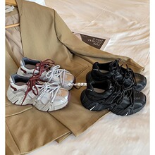 【葡萄妈同款】长高6cm~秋冬复古鸳鸯带厚底休闲老爹鞋女运动鞋