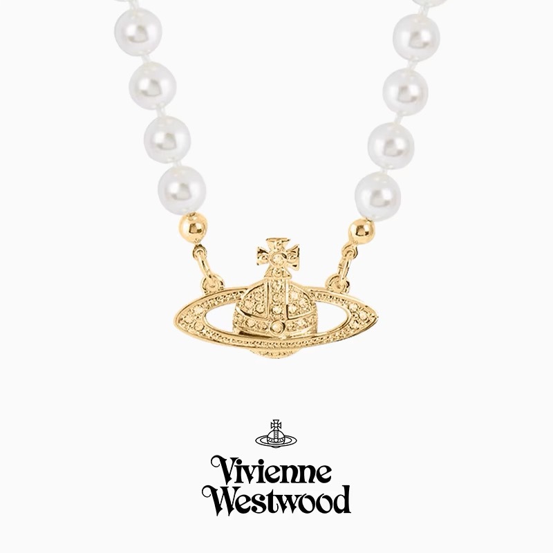 Collar de 925 Plata con Perlas, Saturno y Dije de Imperdible para Mujer | Color Duradero