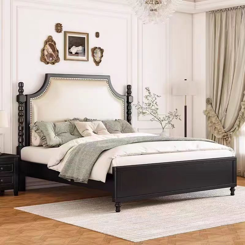 美式實木床軟包床現代簡約1.5米單人床主臥奢華1.8米雙人床婚床