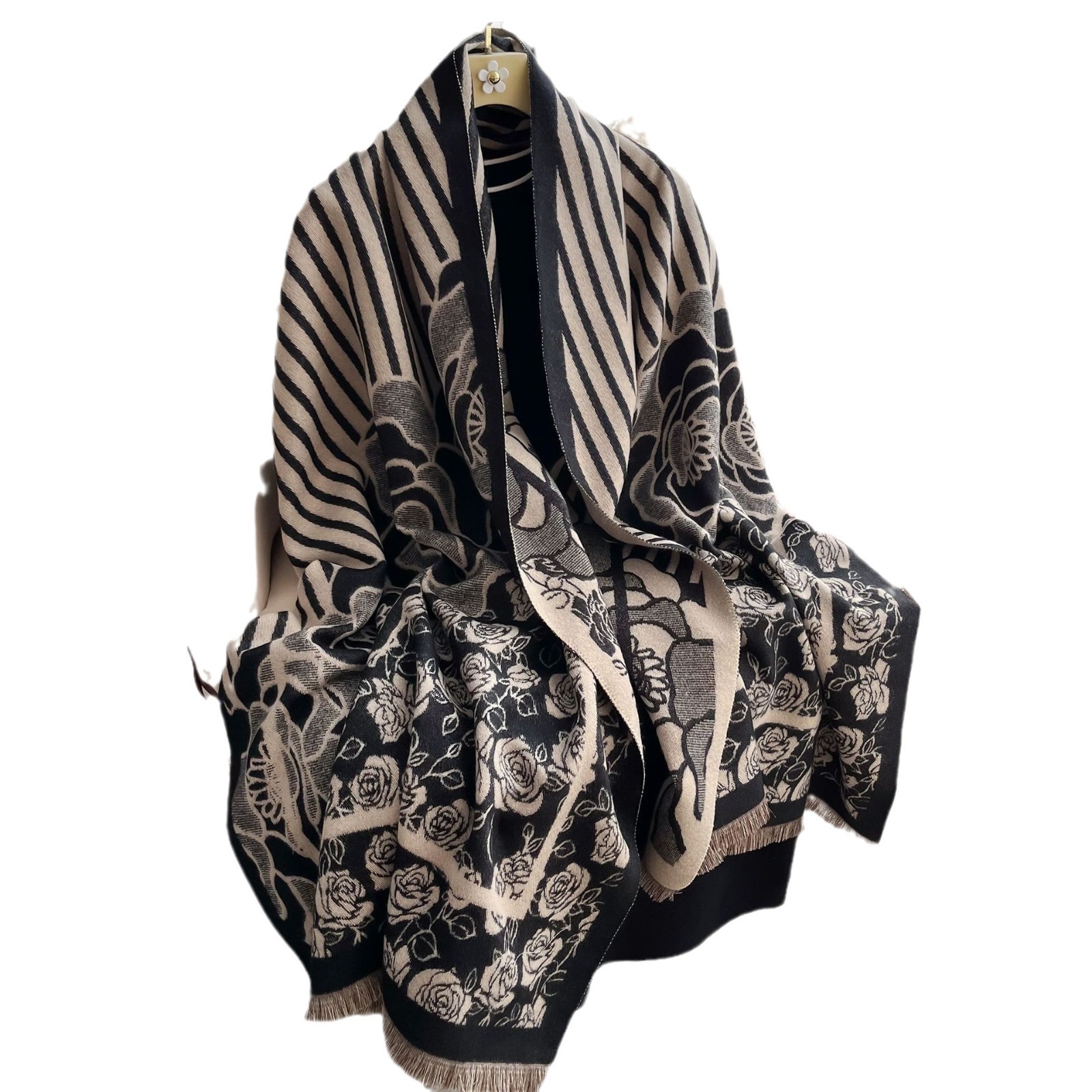 2024 color coreano camellia imita bufandas de cachemira moda de otoño y invierno para viajar con alta sensación de calentamiento buñuelo