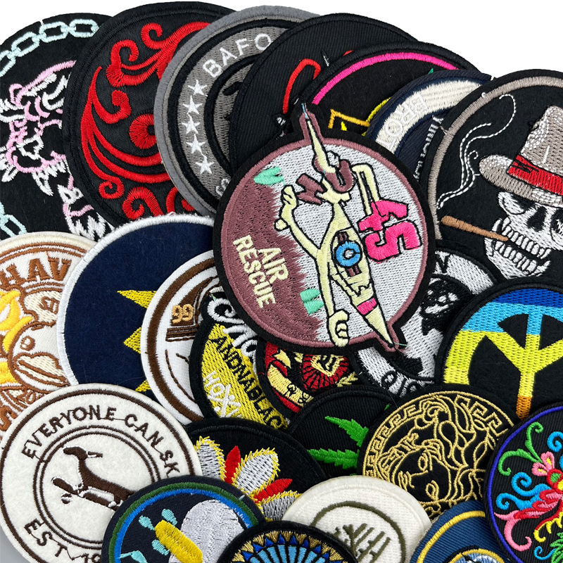 丸型刺繍布パッチメーカー在庫卸売コンピューター刺繍ロゴ衣類バッグバッジ装飾パッチ|undefined