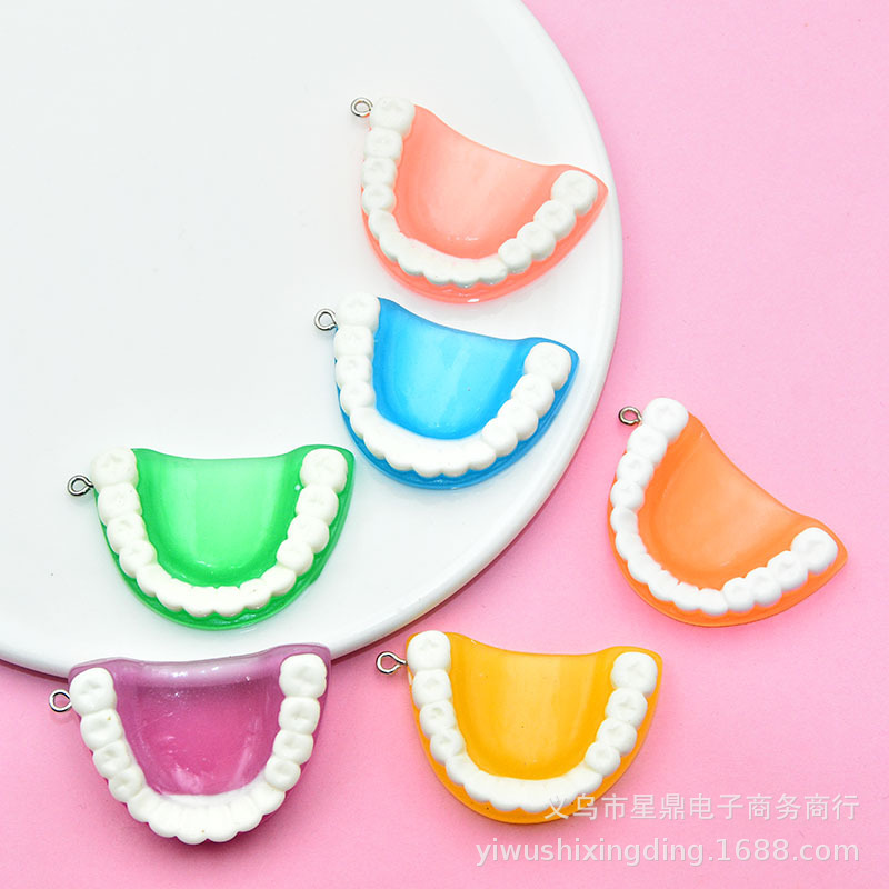 Personalized Creative Resin Simulated Colorful Teeth Pendant Earrings Bag Keychain Pendant DIY Jewelry Accessories