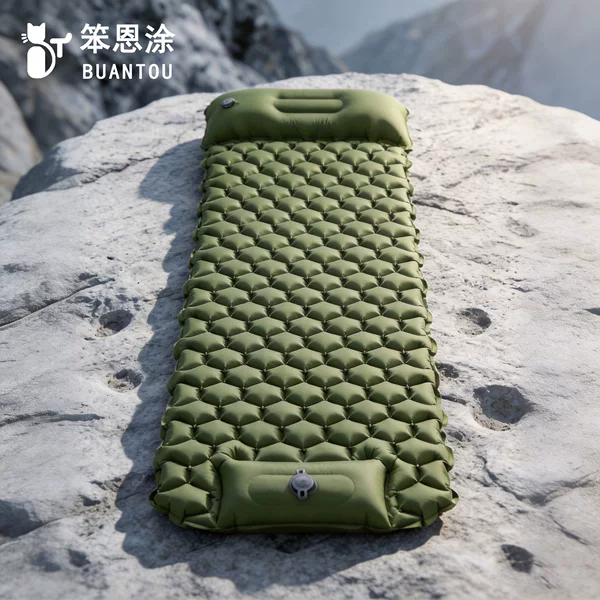 Widened and thickened foot-pump inflatable sleeping mat for outdoor camping, inflatable mattress, tent sleeping pad with TPU pump