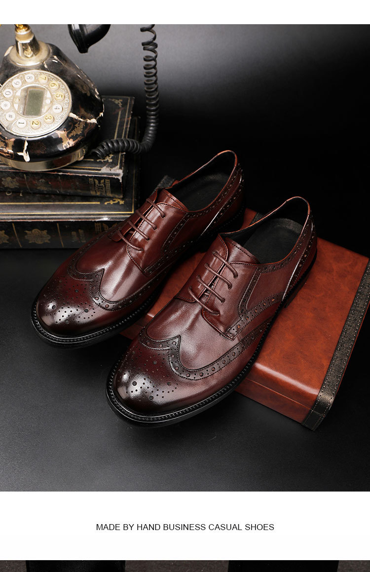 Plus-size leather shoes Business dress leather shoes for men British vintage wash horse Leather wedding shoes_vogvips.com