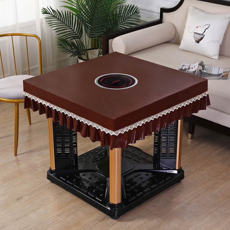 烤火桌子罩套正方形开孔桌布免洗防油防水电烤炉火锅桌布长方形