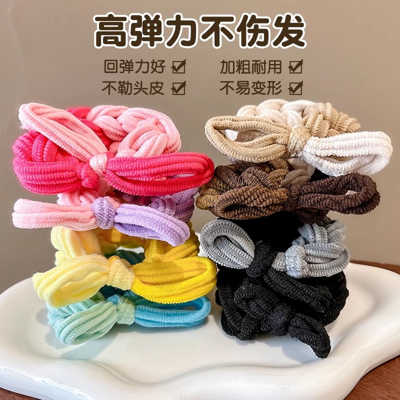 Color de banda de goma para niños anillo de cabello de cola de caballo alta cabello de niñas no lastimar cabello grueso cabello de tejido manual puro adornamiento para el cabello