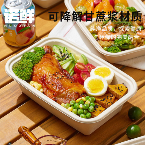 Disposable Rectangular American Single and Double Lattice Pulp Lunch Box Thickened Salad Takeaway Lunch Box Packing Box Degradable Box