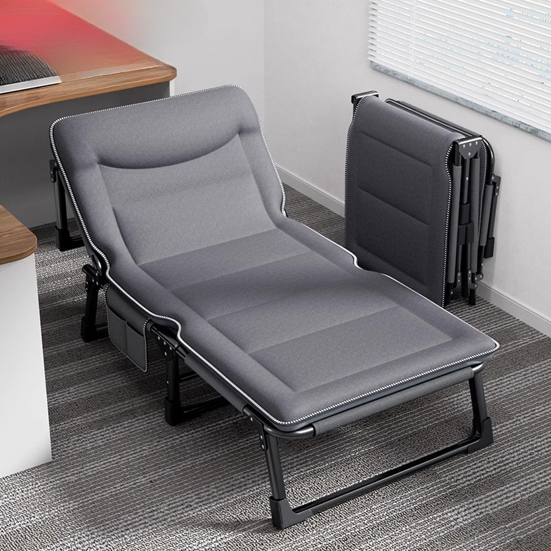 Folding Bed Single Bed Office Lunch Break Home Camp Bed Simple Nap Multi-Functional Folding Chair Recliner Metal