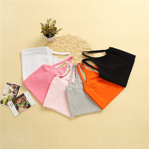 Summer girls camisole children's vest candy color thin section children's bottoming Y-shaped underwear cotton top belly protection