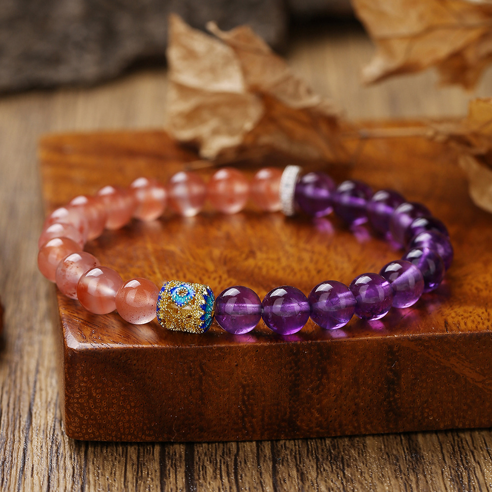 8 mm Ametista rojo Sur doble lucha 17,5 cm