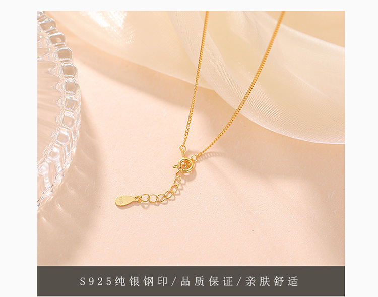 Dây chuyền bạc S925 mạ vàng đính đá trắng ngọc bích mặt dây chuyền khóa bình an hình chuông hoa huệ tây và đồng xu — Bạc (kèm dây) chi tiết 4