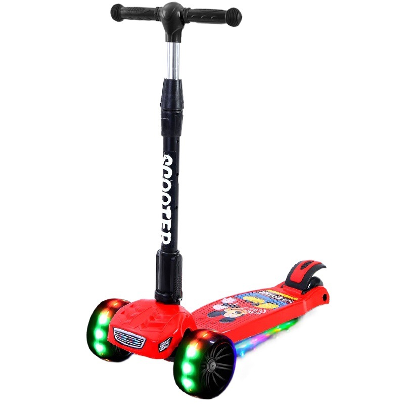 Scooter de los niños de 2-3-6-10 años de edad niños y niñas bebé scooter deslizante flash plegable scooter de tres ruedas