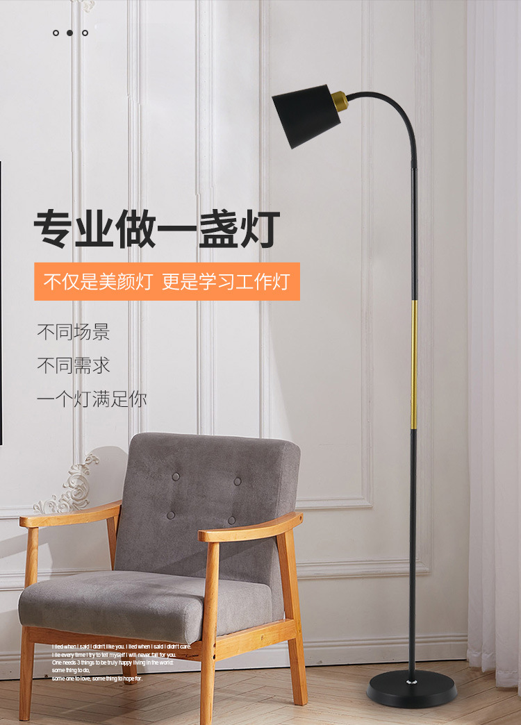 北欧落地灯创意客厅卧室书房LED简约现代可调光遥控阅读落地台灯-阿里巴巴