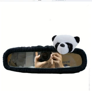 Sürətlər qutusu və əl tormozu başlıqları: Strap Protective Cover Cartoon Doll - 1-panda-head-rearview-mirror