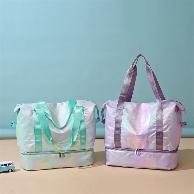 Nueva bolsa de viaje ligera de verano, bolsa de gimnasio expandible de color colorido, bolsa de yoga portátil de gran capacidad con separación en seco y húmedo image 4