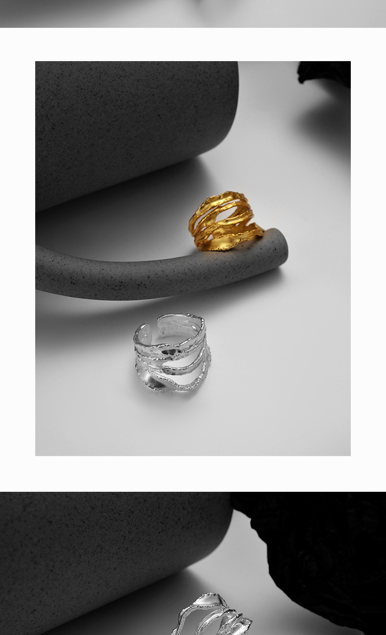 Fashion Solid Color Silver Plating Hollow Out Open Ring 1 Piece