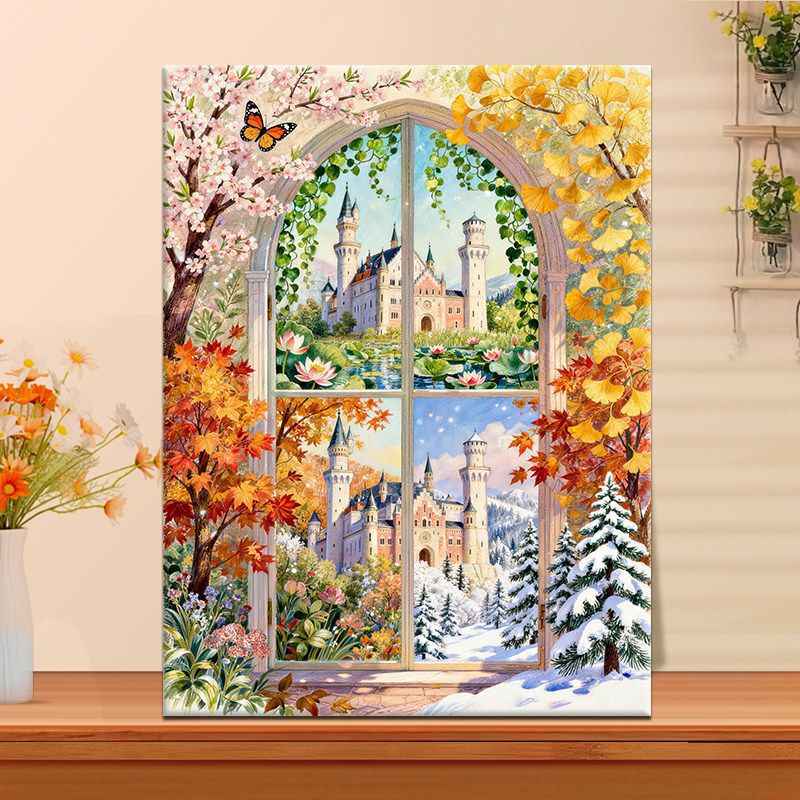 DIY Digital Oil Painting of the Seasons Outside the Window 2026 New Acrylic Painting Hand-Filled Coloring Healing Decorative Painting DIY Digital Oil Painting of the Seasons Outside the Window 2026 New Acrylic Painting Hand-Filled Coloring Healing Decorative Painting