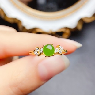 New natural jasper ring S925 silver inlaid main stone 5*5mm Joker net red explosions women's jewelry wholesale