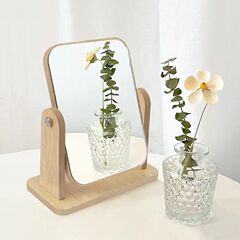 シンプルなデスクトップ化粧鏡ハイビジョン木製回転化粧台プリンセスミラーデスクトップ折り畳み鏡女子学生寮