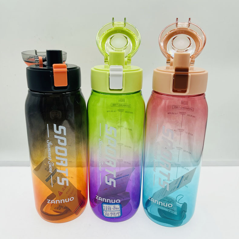 Zanuo Comercio exterior al por mayor colorido rebotando gradiente taza al aire libre de plástico taza de agua 600ml portátil taza de beber estudiante