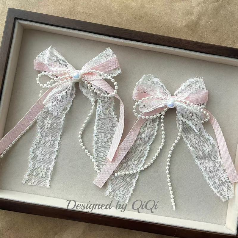 Sweet Lace Pearl Double Ribbon Fairy Bow Accessories Shoes and Socks Bags Garment Accessories Wholesale Accessories Sweet Lace Pearl Double Ribbon Fairy Bow Accessories Shoes and Socks Bags Garment Accessories Wholesale Accessories