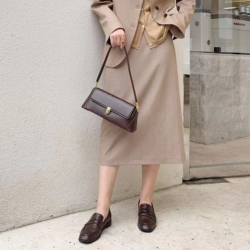Niche Baguette Bag For Women, New Export Soft Leather Trendy Underarm Bag, Winter French Style Shoulder Bag - Thumbnail 3