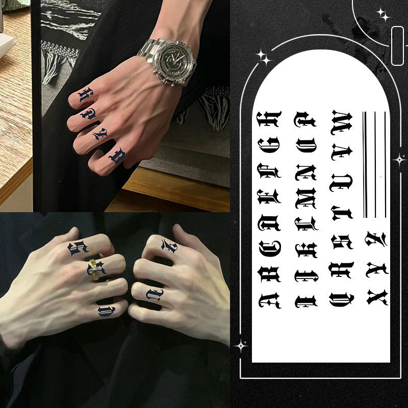 Finger Herbal Tattoo Stickers for Men and Women, Dark English Letters, Waterproof and Sweat-Proof, Long-Lasting Semi-Permanent Personalized Trendyy Stickers Finger Herbal Tattoo Stickers for Men and Women, Dark English Letters, Waterproof and Sweat-Proof, Long-Lasting Semi-Permanent Personalized Trendyy Stickers