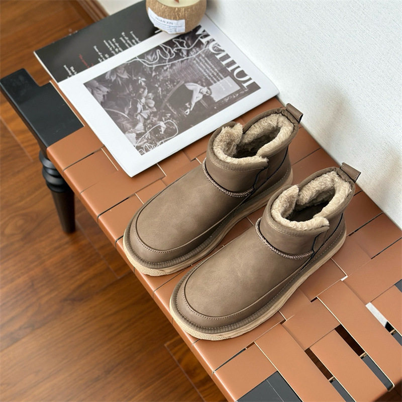 Giày bốt tuyết nam cổ thấp lót lông giữ ấm, đế dày chống trượt, kiểu dáng bánh mì dễ xỏ chân — YC-ASAS kaki, YC-ASAS màu xám, YC-ASAS màu đen chi tiết 1