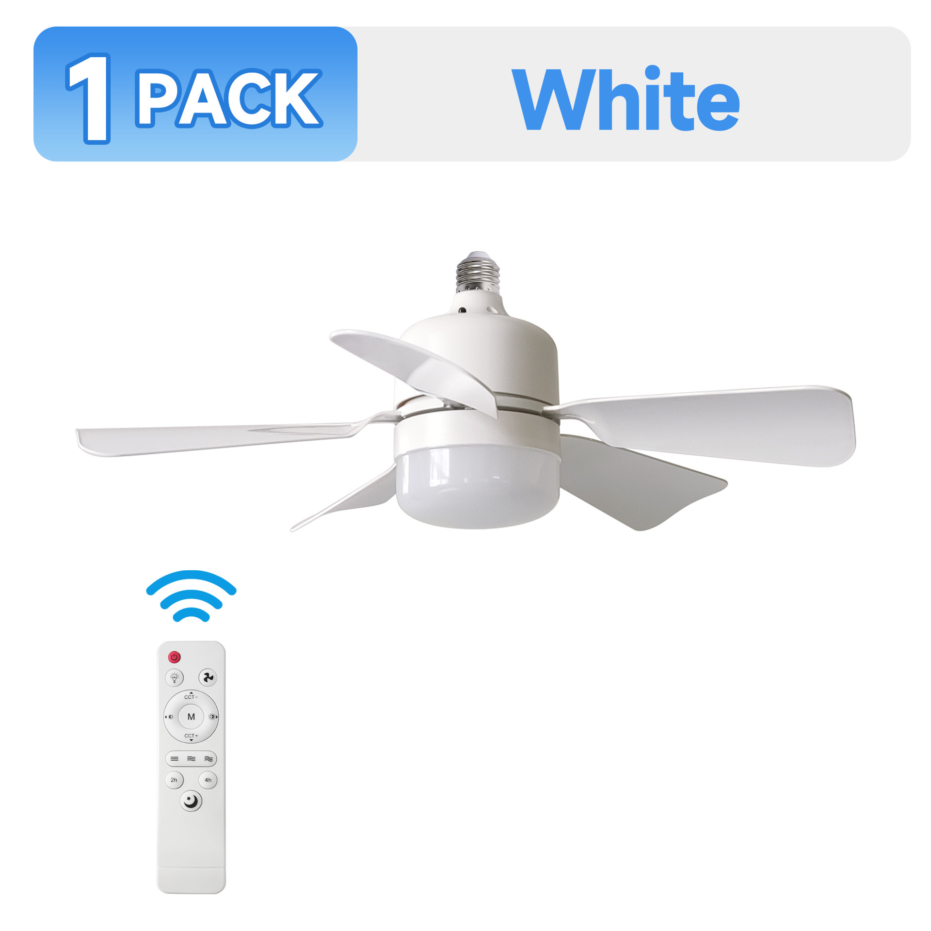Ventilador de Techo con Luz E27 de ABS Silencioso para Comedor y Dormitorio
