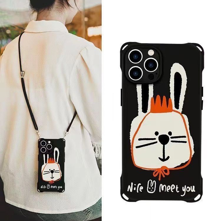 Suitable for Apple 14Pro Mobile Phone Case Diagonal with Lanyard Iphone13 Can Be Carried on the Back New 11Pro Anti-Fall 12Pm