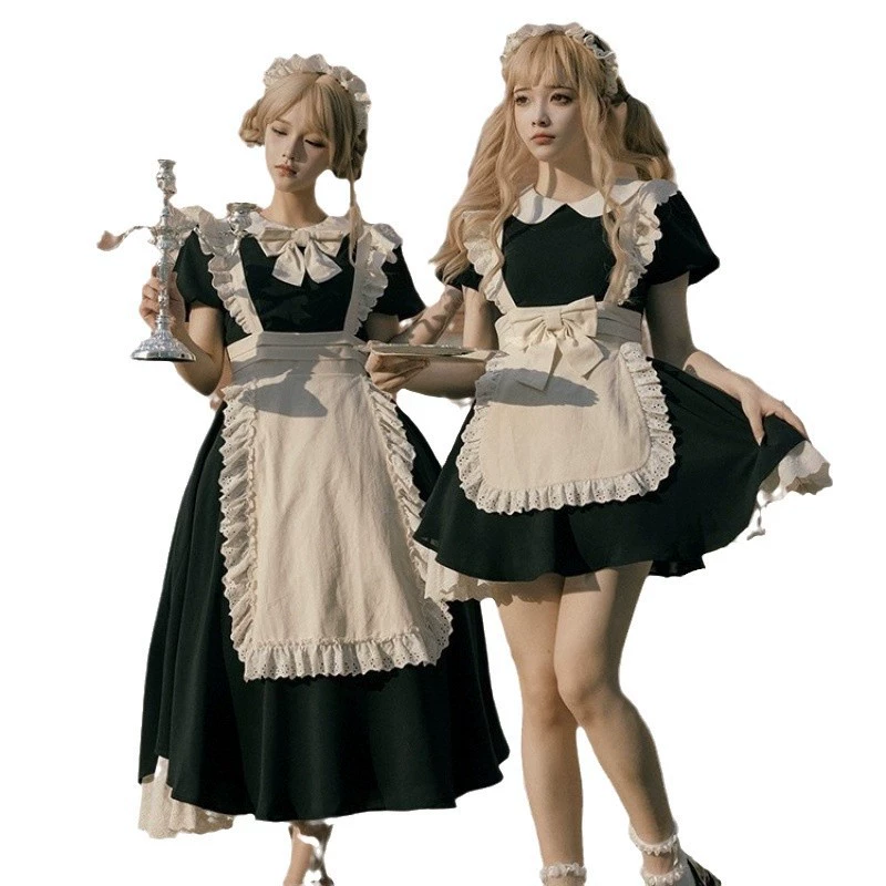 Платье Lolita OP классическое — короткая и длинная юбка, банты и кружевные отделки