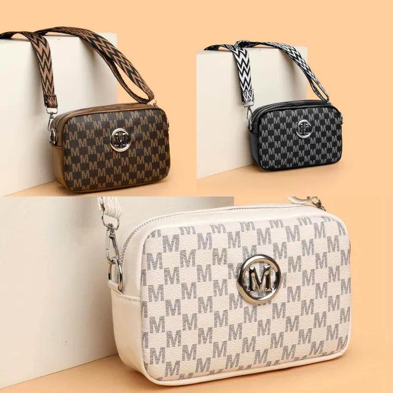 洋气感女包斜挎包包2025新款复古字母印花女士小方包宽带单肩包